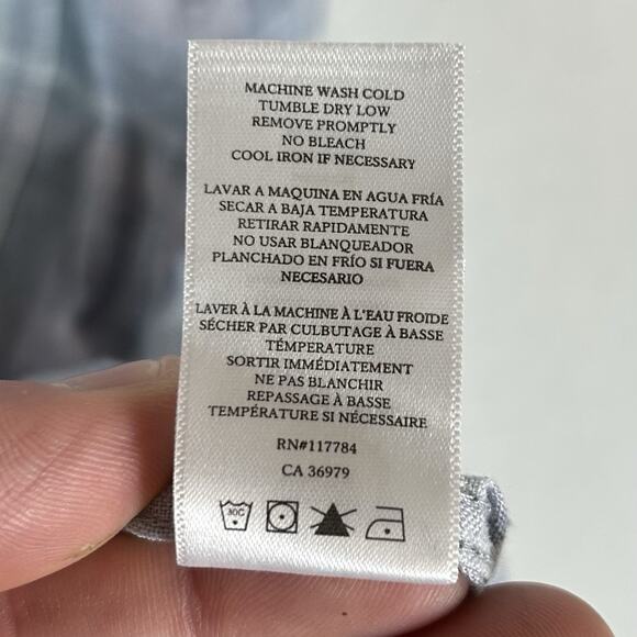 Rails Long Sleeve Button Up 100% Linen Shirt Mens Medium Blue Plaid Havana Jewel - Picture 7 of 14